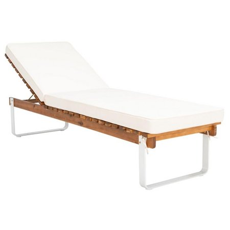 SAFAVIEH Nuca Chaise Loungers - Natural, White Leg & White Cushion PAT7084A